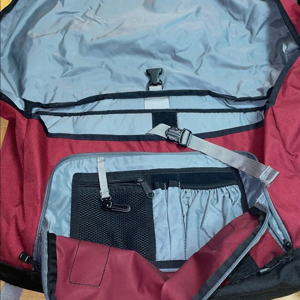 L.L. Bean Messenger Bag/Computer Bag. Nylon. Burgundy, Gray, Black. Crossbody